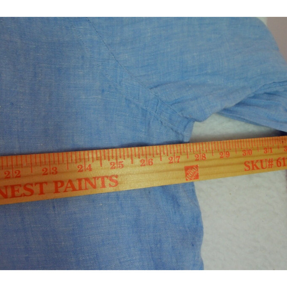 Ralph Lauren Linen Shirt Mens 2XB Big Blue Long Sleeve Button Down - Picture 4 of 10